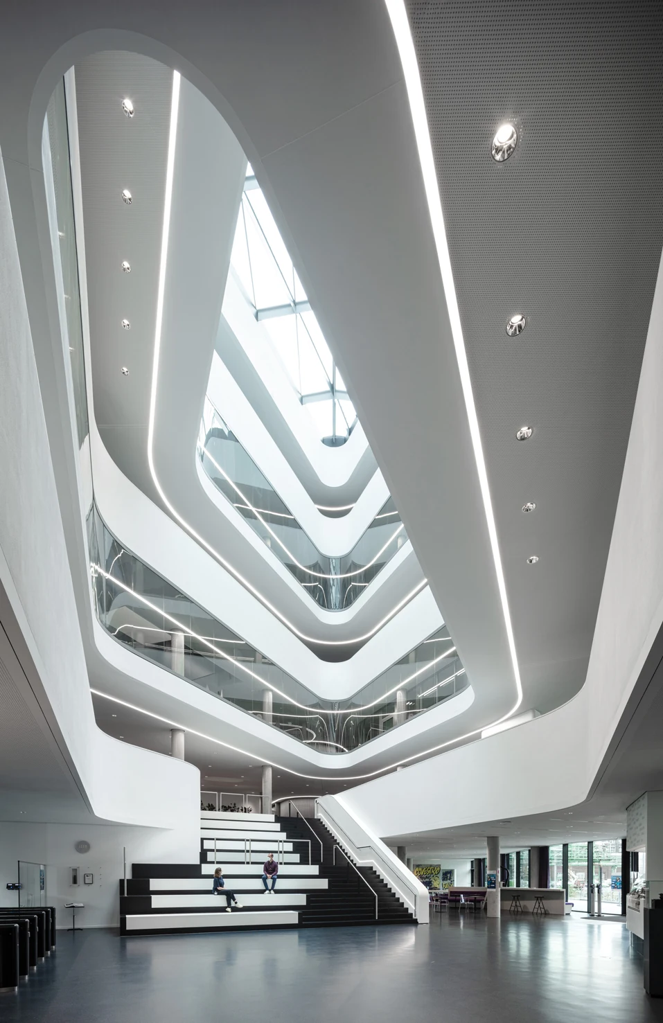 Atrium ceiling and edge solution using Vogl prefabricated elements